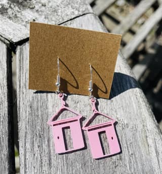 Badhytt i rosa, 3D-printade örhängen (bild 1)